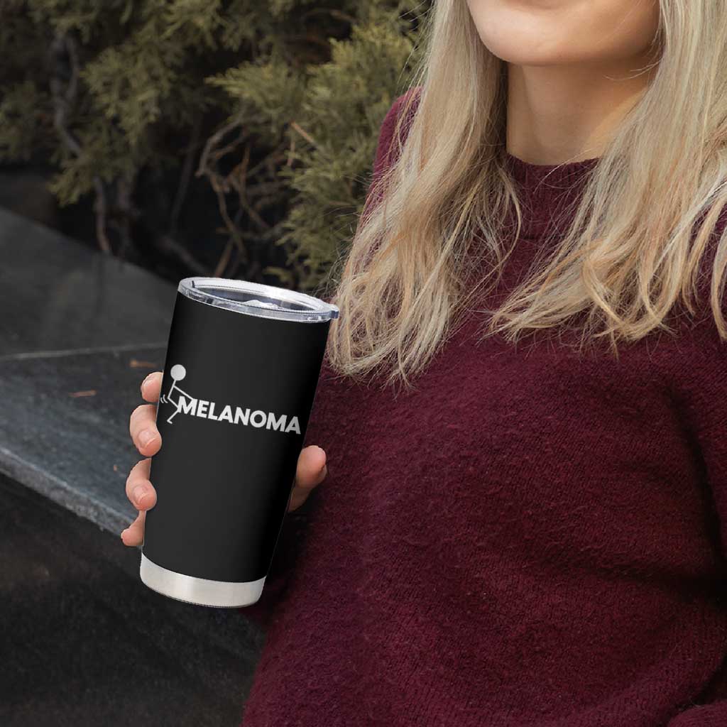 Fuck Melanoma Awareness Tumbler Cup Funny Stick Figure Warrior
