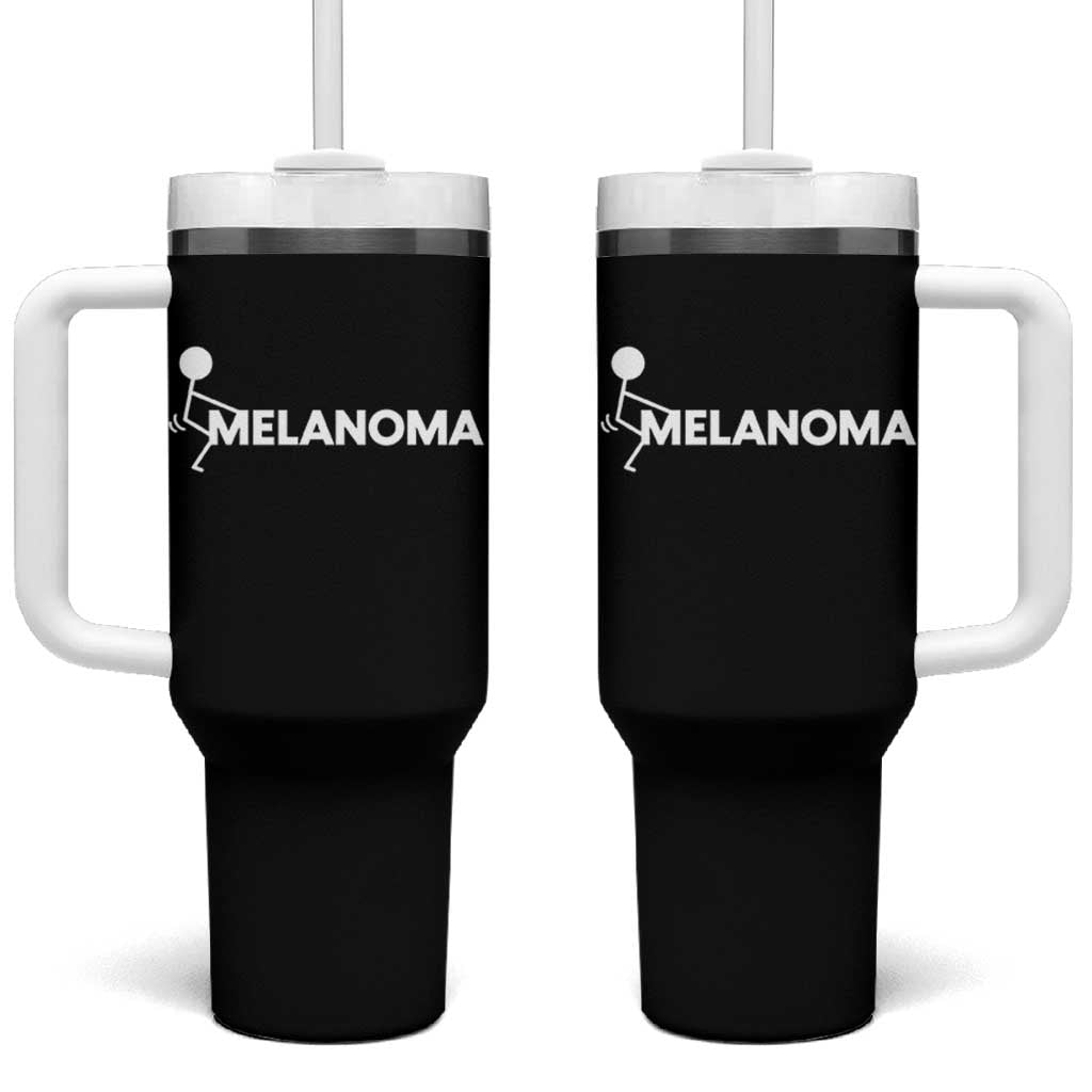 Fuck Melanoma Awareness Tumbler With Handle Funny Stick Figure Warrior