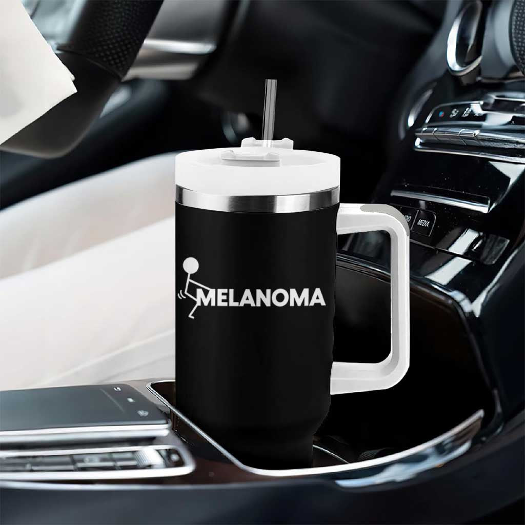 Fuck Melanoma Awareness Tumbler With Handle Funny Stick Figure Warrior