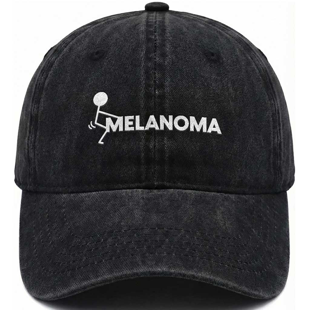 Fuck Melanoma Awareness Washed Cotton Baseball Cap Funny Stick Figure Warrior