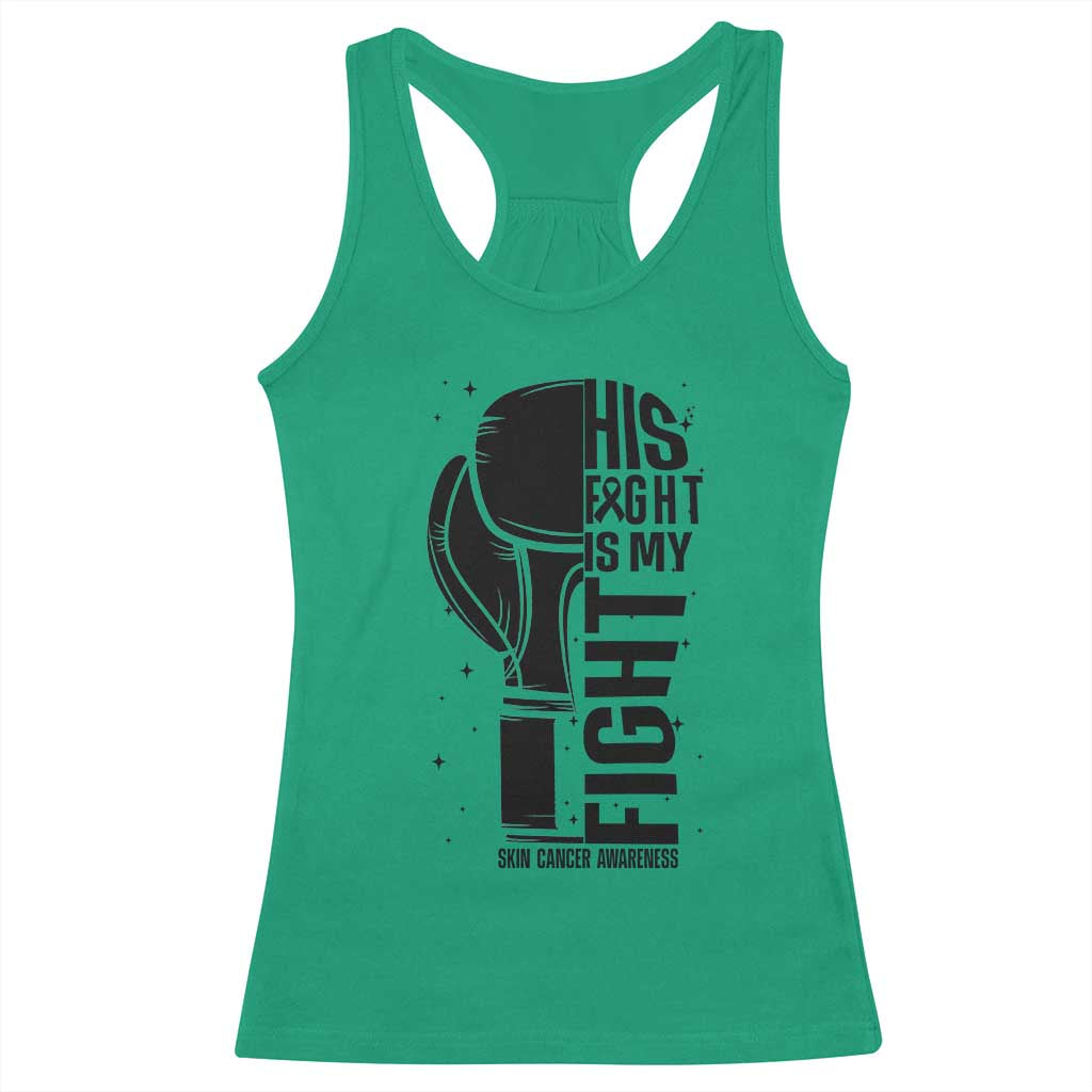 Skin Cancer Warrior Boxing Gift Racerback Tank Top His Fight My Fight