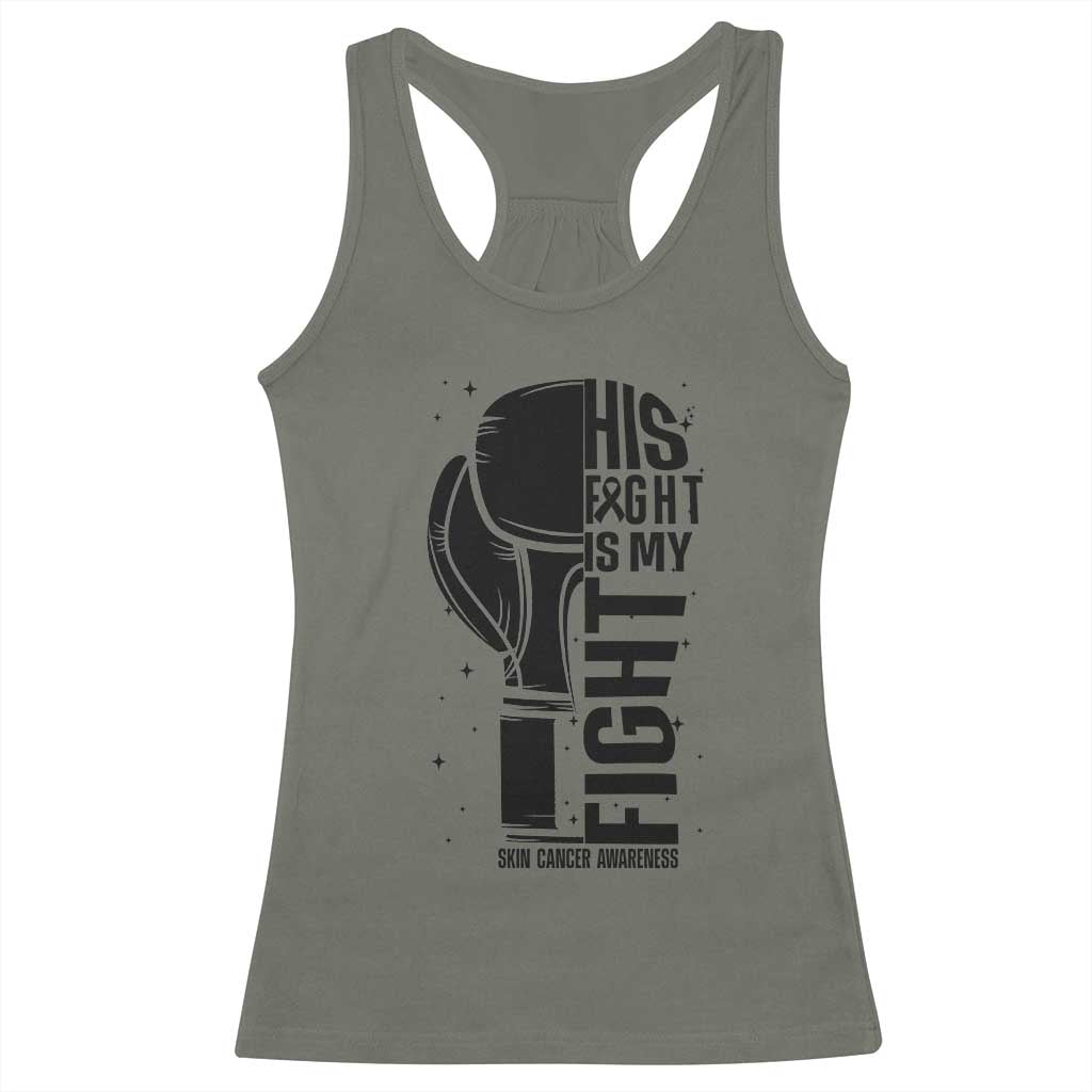 Skin Cancer Warrior Boxing Gift Racerback Tank Top His Fight My Fight