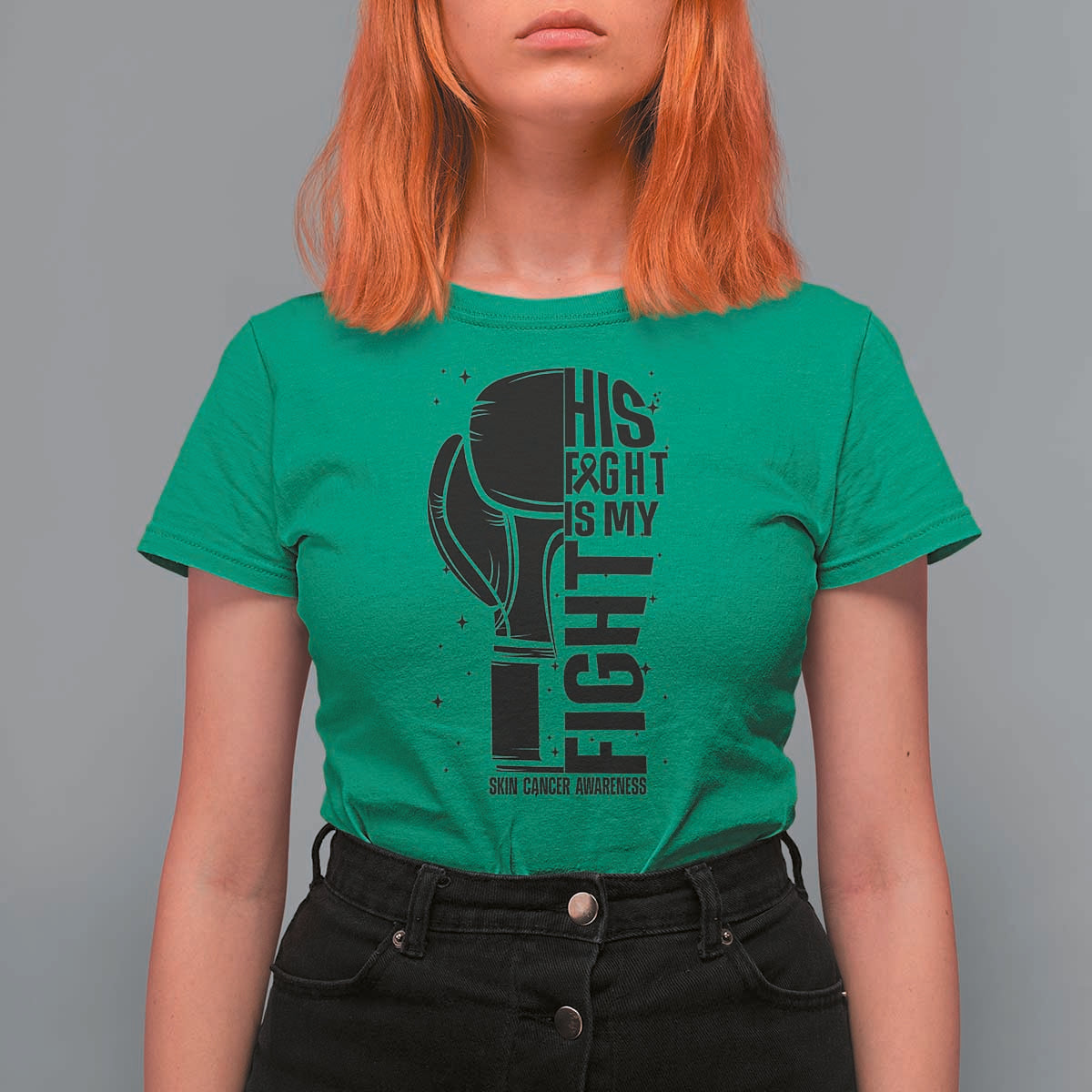 Skin Cancer Warrior Boxing Gift T Shirt For Women His Fight My Fight