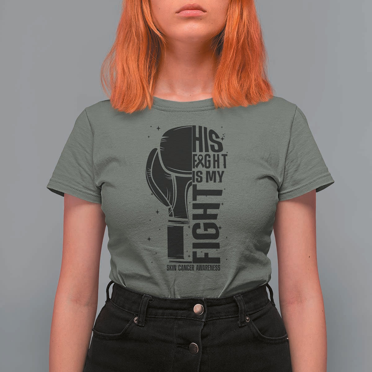 Skin Cancer Warrior Boxing Gift T Shirt For Women His Fight My Fight