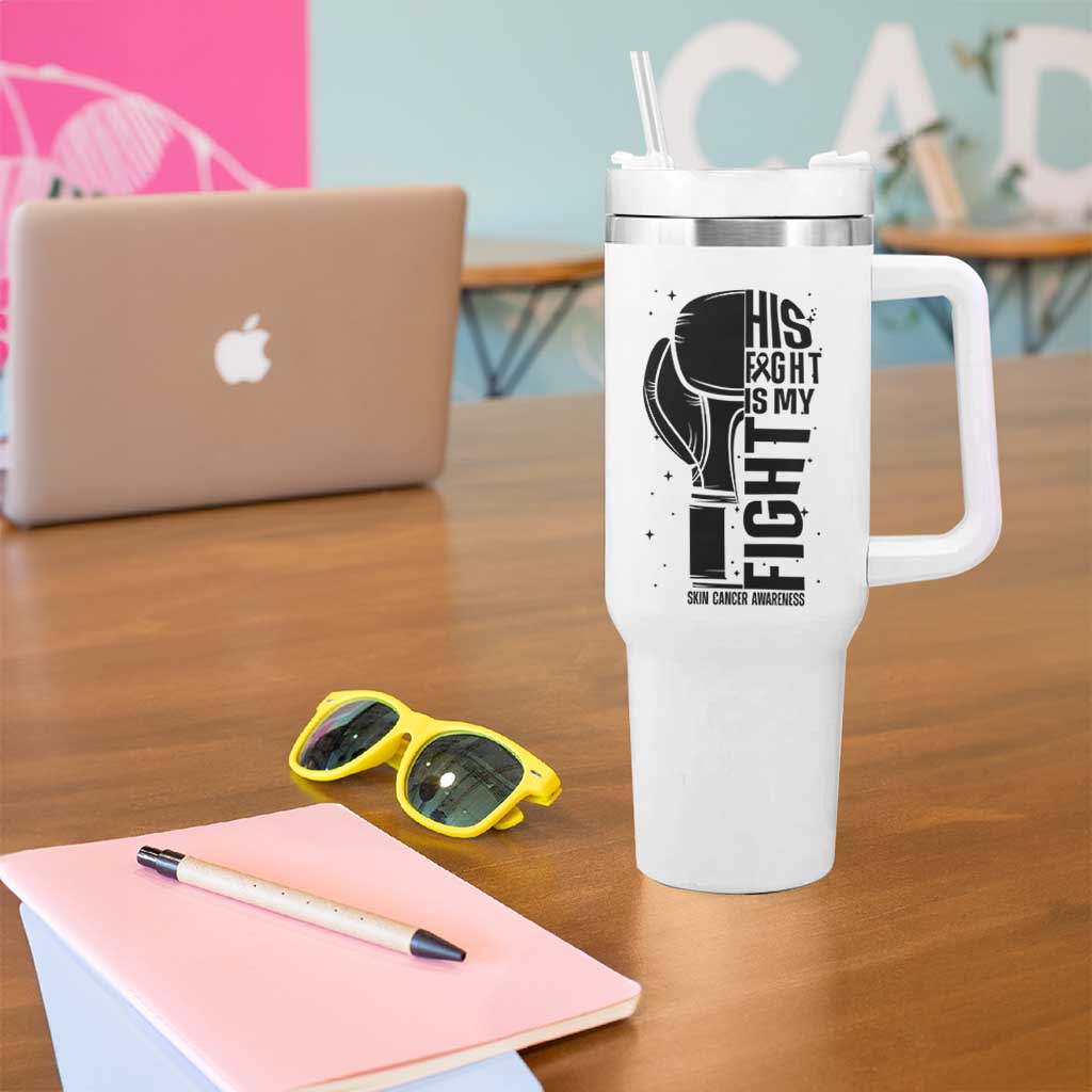 Skin Cancer Warrior Boxing Gift Tumbler With Handle His Fight My Fight