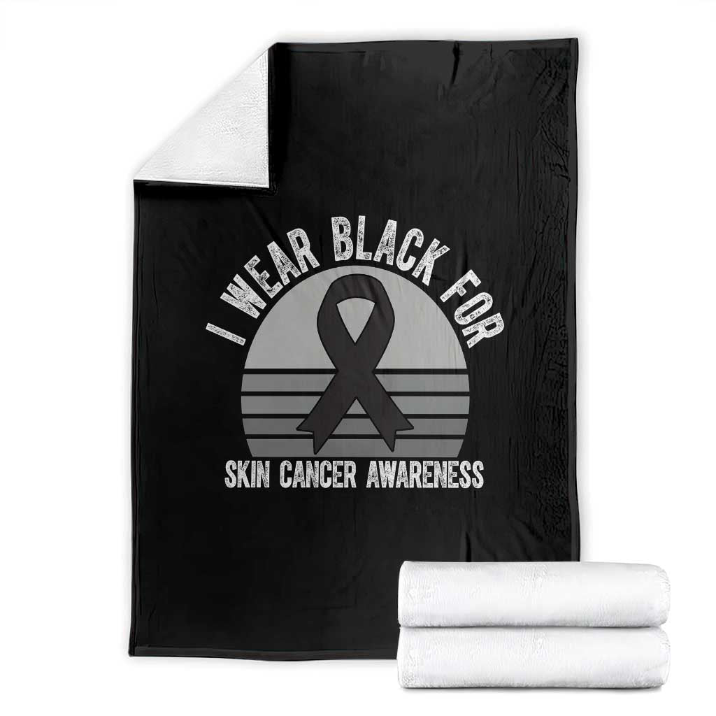 I Wear Black For Skin Cancer Awareness Throw Blanket Retro Vintage Sunset