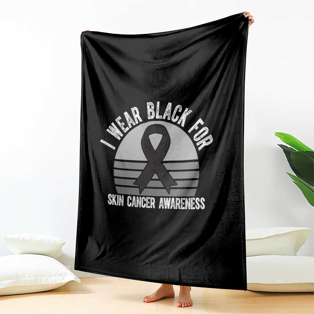 I Wear Black For Skin Cancer Awareness Throw Blanket Retro Vintage Sunset