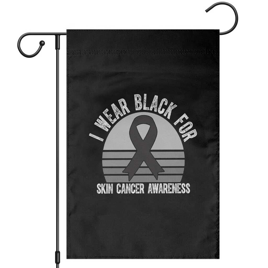 I Wear Black For Skin Cancer Awareness Garden Flag Retro Vintage Sunset