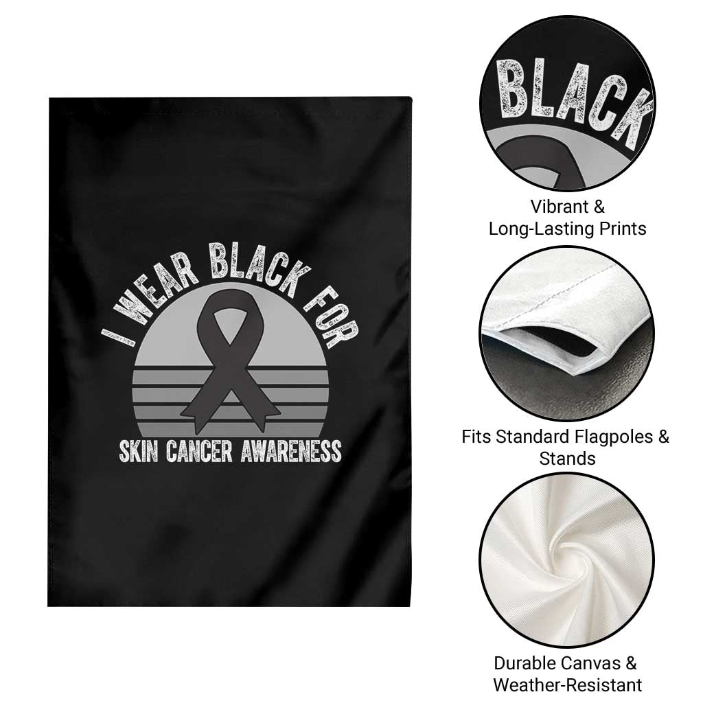 I Wear Black For Skin Cancer Awareness Garden Flag Retro Vintage Sunset