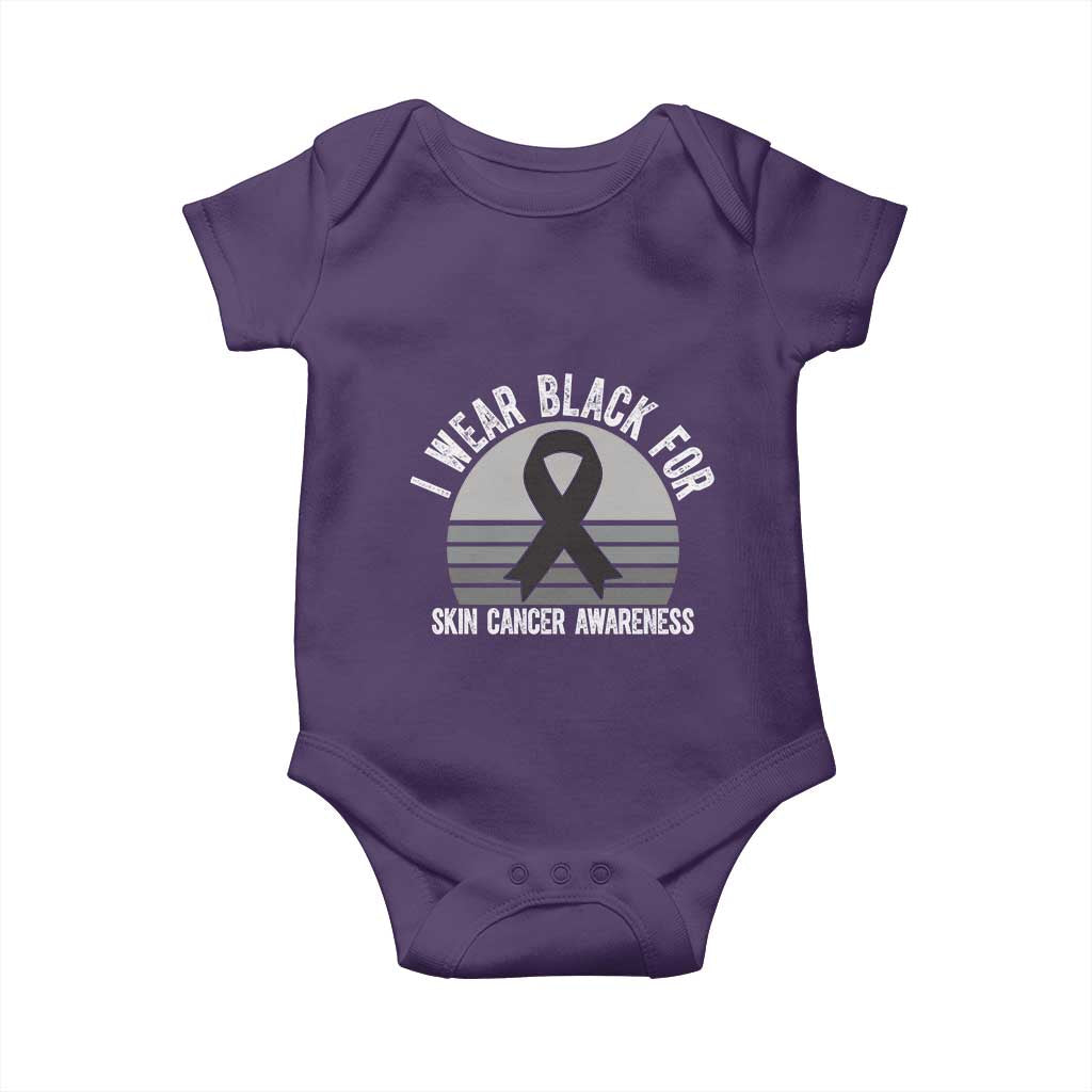 I Wear Black For Skin Cancer Awareness Baby Onesie Retro Vintage Sunset