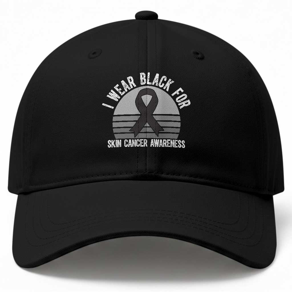 I Wear Black For Skin Cancer Awareness Baseball Cap Retro Vintage Sunset
