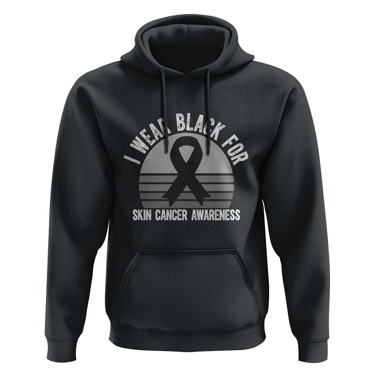 I Wear Black For Skin Cancer Awareness Hoodie Retro Vintage Sunset