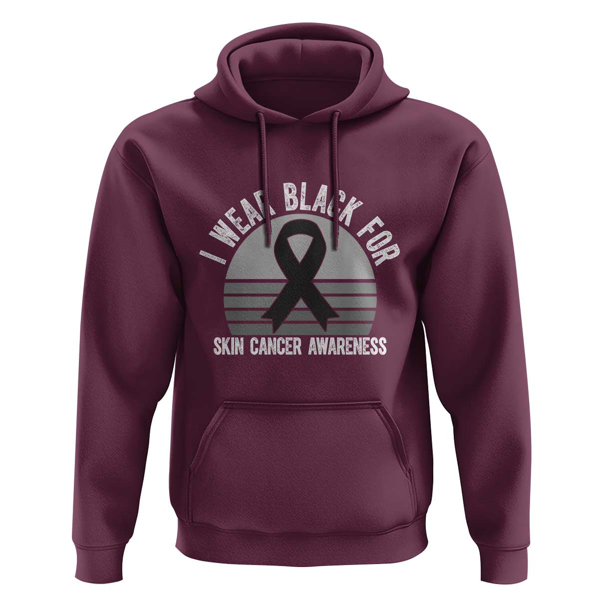 I Wear Black For Skin Cancer Awareness Hoodie Retro Vintage Sunset