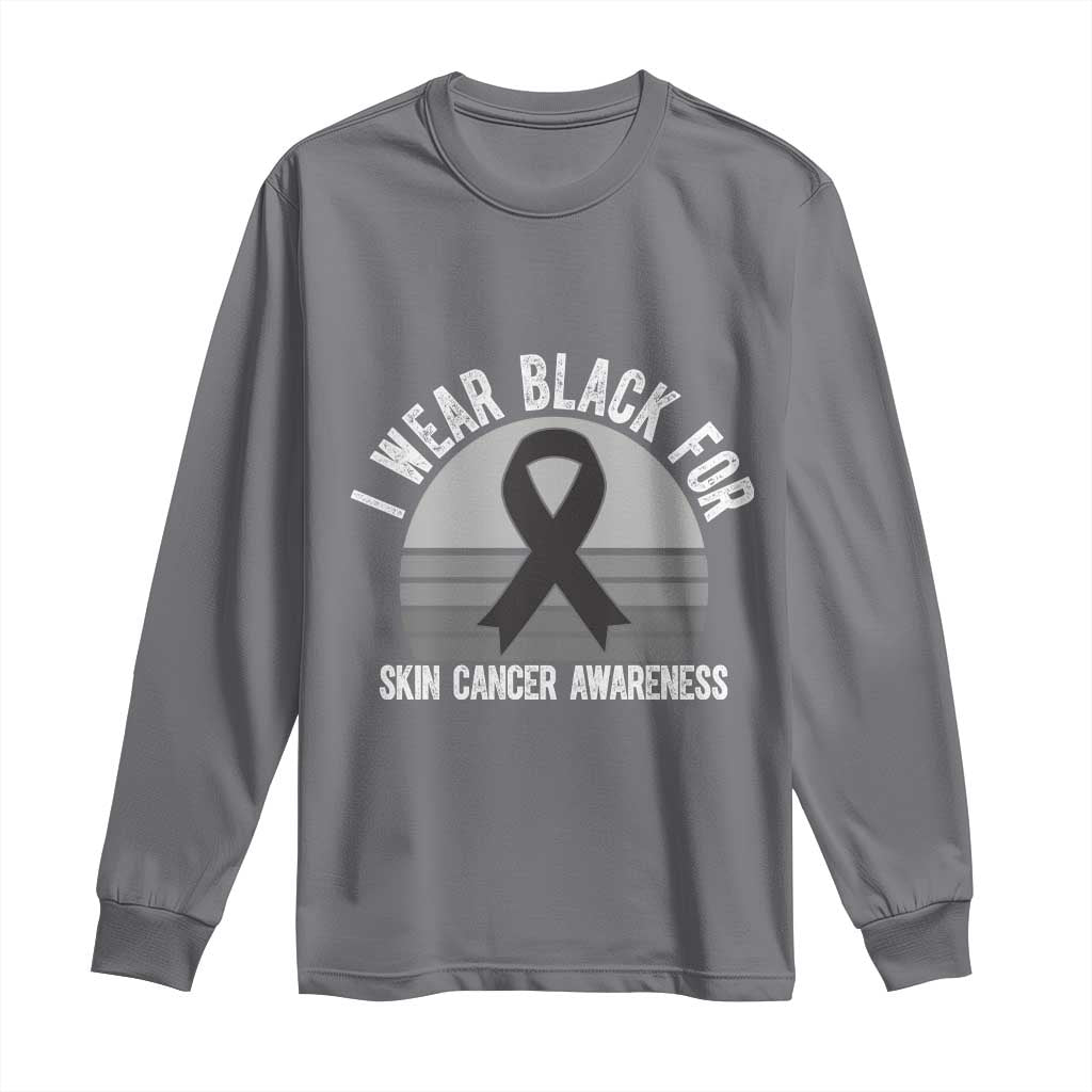 I Wear Black For Skin Cancer Awareness Long Sleeve Shirt Retro Vintage Sunset