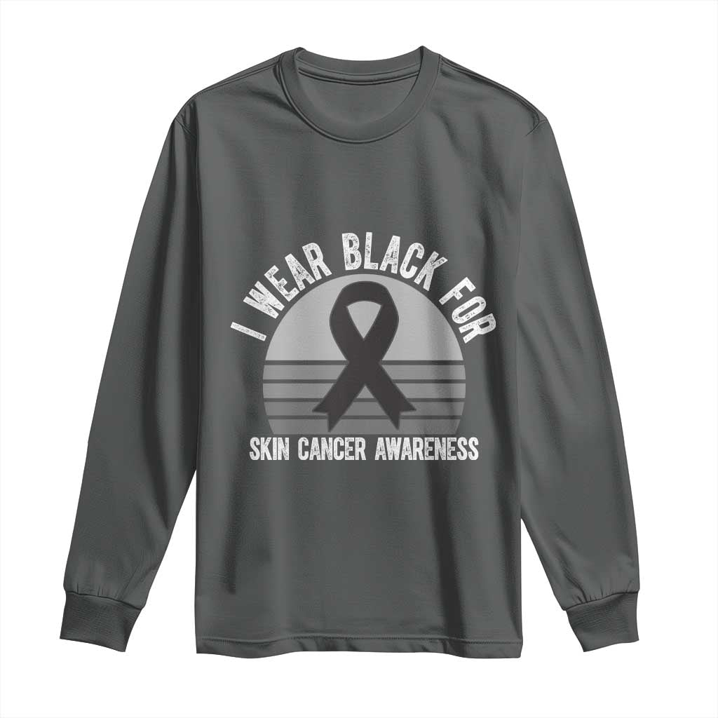 I Wear Black For Skin Cancer Awareness Long Sleeve Shirt Retro Vintage Sunset