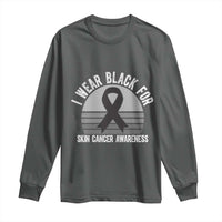 I Wear Black For Skin Cancer Awareness Long Sleeve Shirt Retro Vintage Sunset