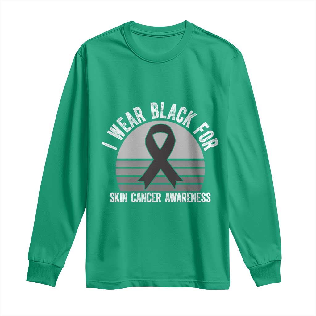 I Wear Black For Skin Cancer Awareness Long Sleeve Shirt Retro Vintage Sunset