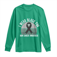 I Wear Black For Skin Cancer Awareness Long Sleeve Shirt Retro Vintage Sunset