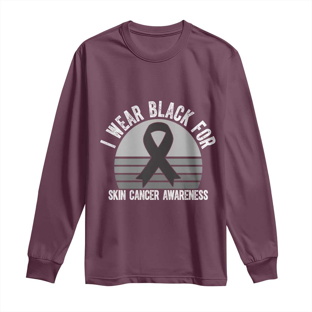 I Wear Black For Skin Cancer Awareness Long Sleeve Shirt Retro Vintage Sunset