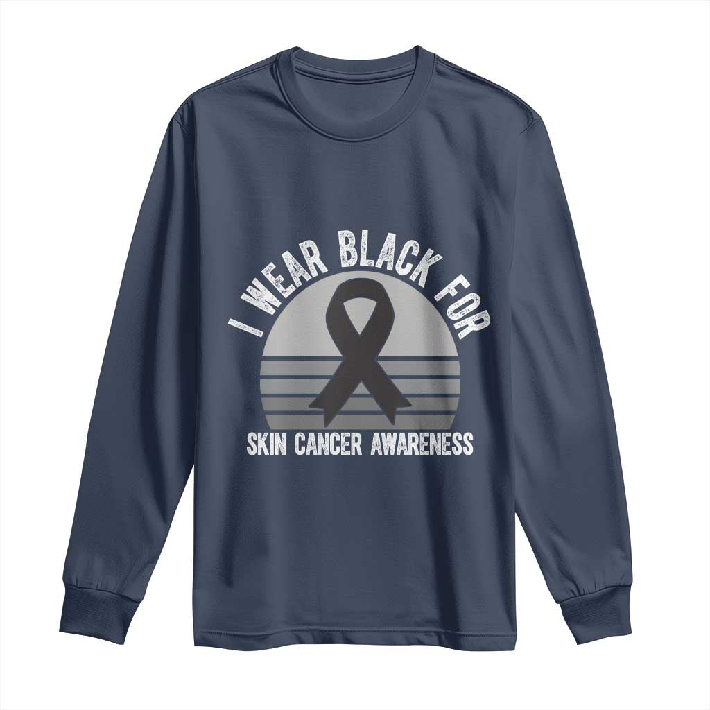 I Wear Black For Skin Cancer Awareness Long Sleeve Shirt Retro Vintage Sunset