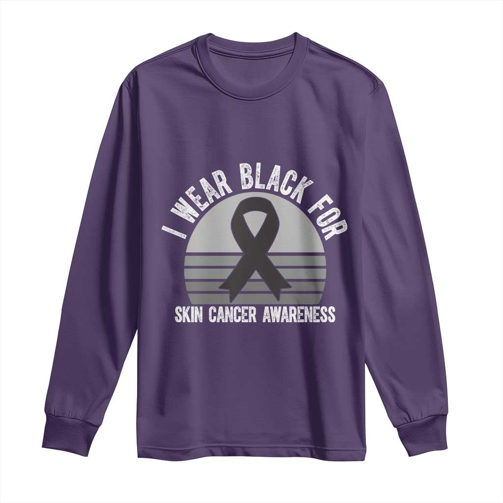 I Wear Black For Skin Cancer Awareness Long Sleeve Shirt Retro Vintage Sunset