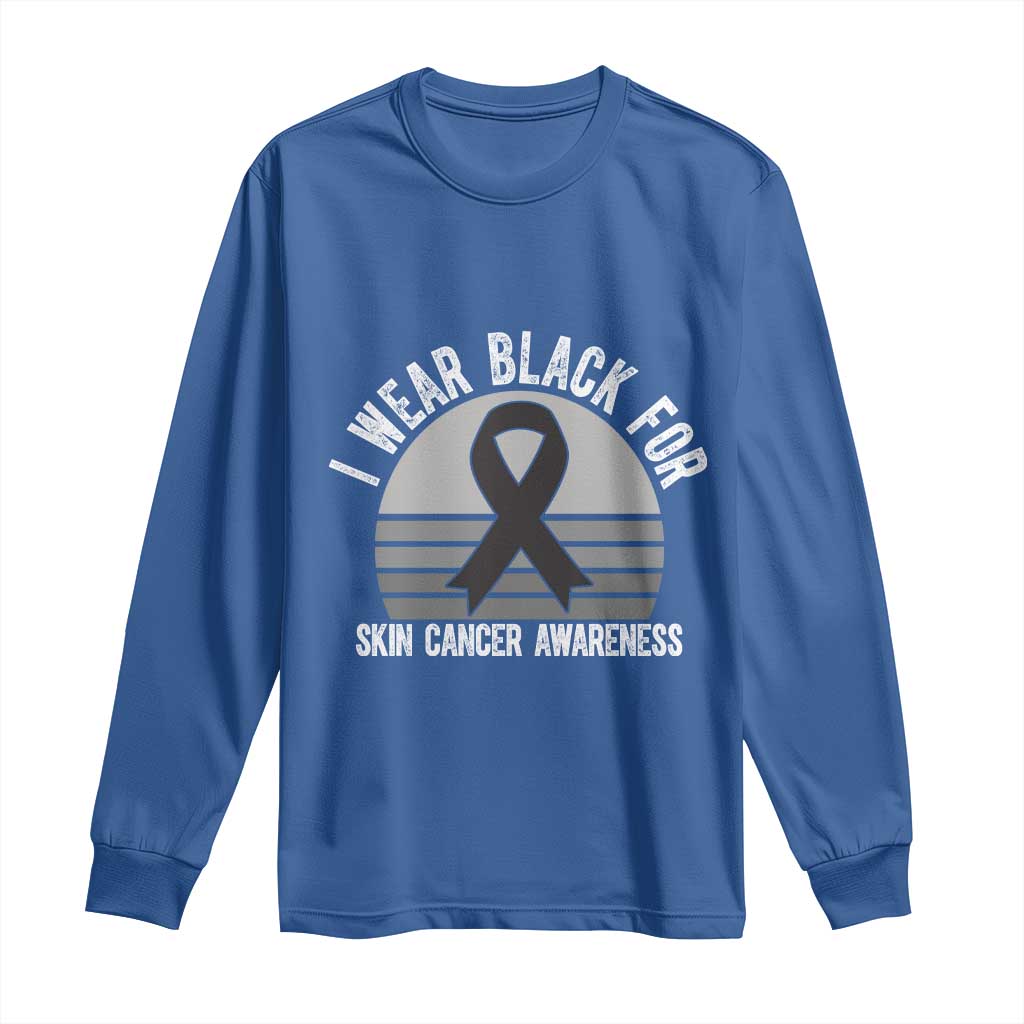 I Wear Black For Skin Cancer Awareness Long Sleeve Shirt Retro Vintage Sunset