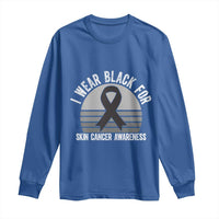 I Wear Black For Skin Cancer Awareness Long Sleeve Shirt Retro Vintage Sunset