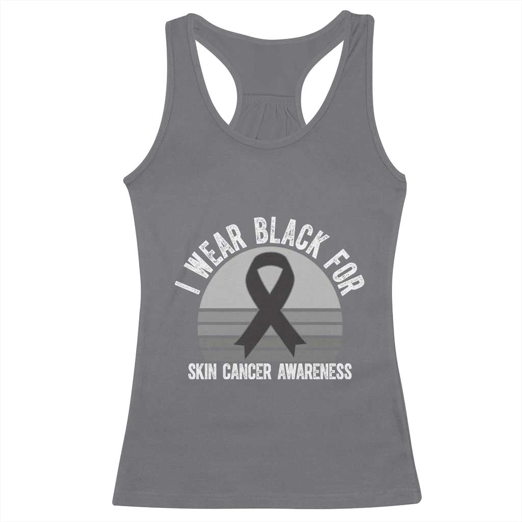 I Wear Black For Skin Cancer Awareness Racerback Tank Top Retro Vintage Sunset