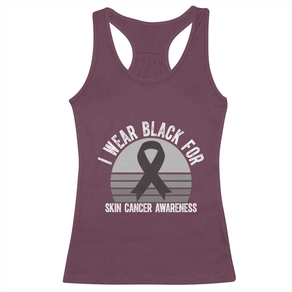 I Wear Black For Skin Cancer Awareness Racerback Tank Top Retro Vintage Sunset