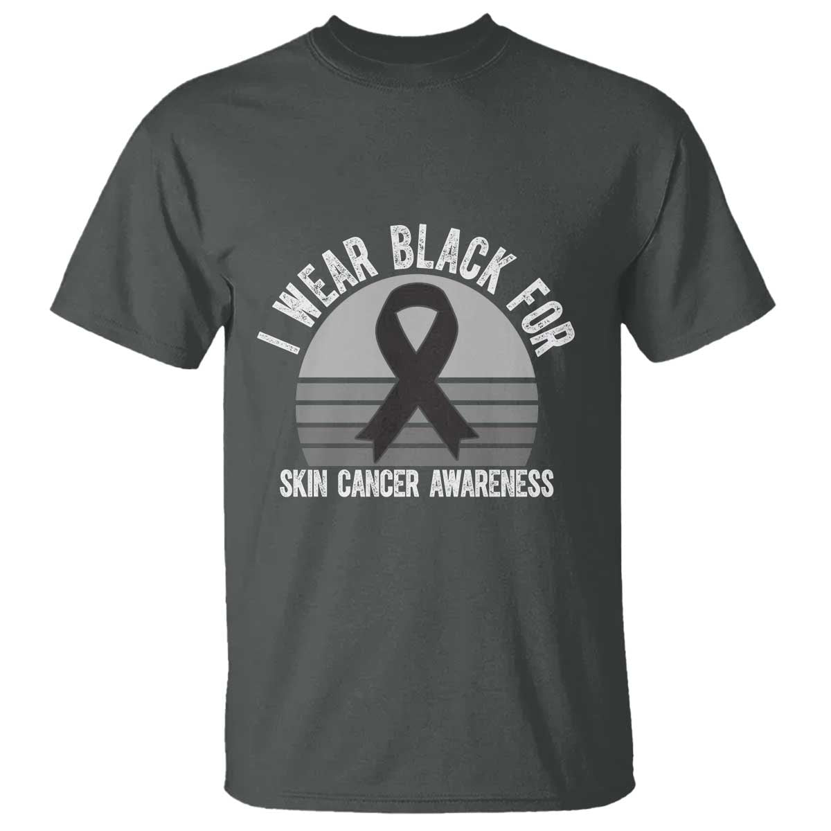 I Wear Black For Skin Cancer Awareness T Shirt Retro Vintage Sunset