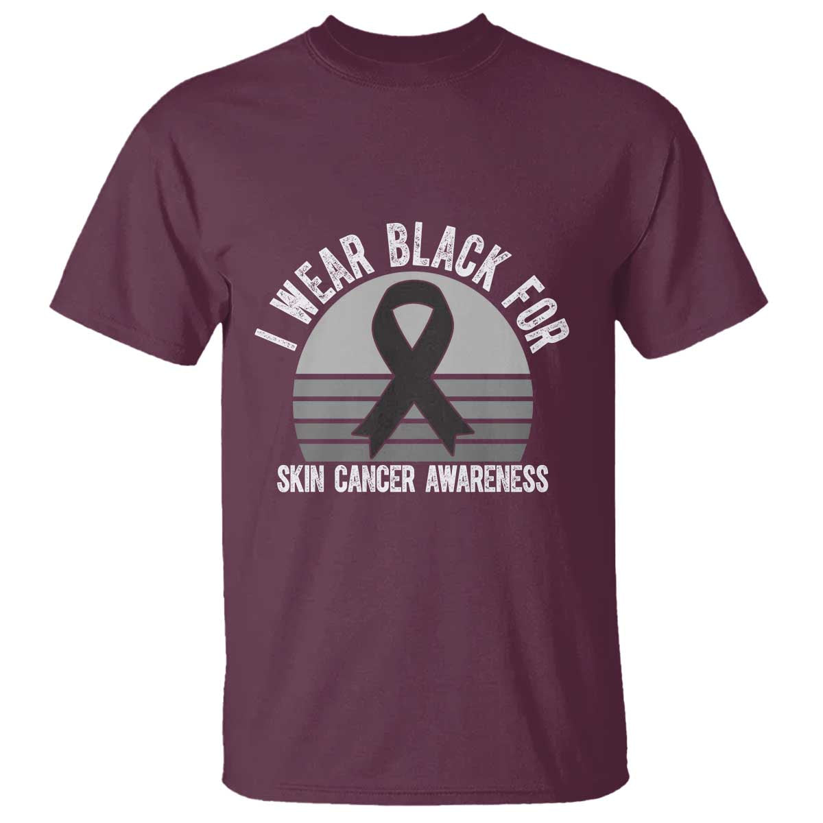 I Wear Black For Skin Cancer Awareness T Shirt Retro Vintage Sunset