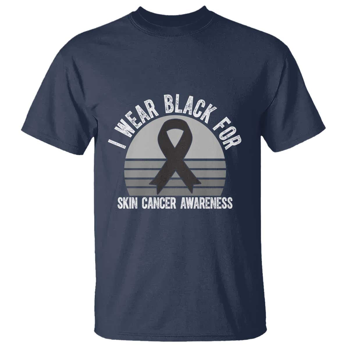 I Wear Black For Skin Cancer Awareness T Shirt Retro Vintage Sunset