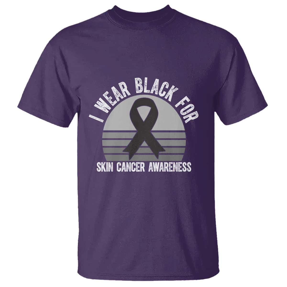 I Wear Black For Skin Cancer Awareness T Shirt Retro Vintage Sunset