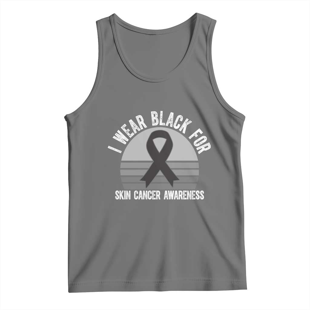 I Wear Black For Skin Cancer Awareness Tank Top Retro Vintage Sunset