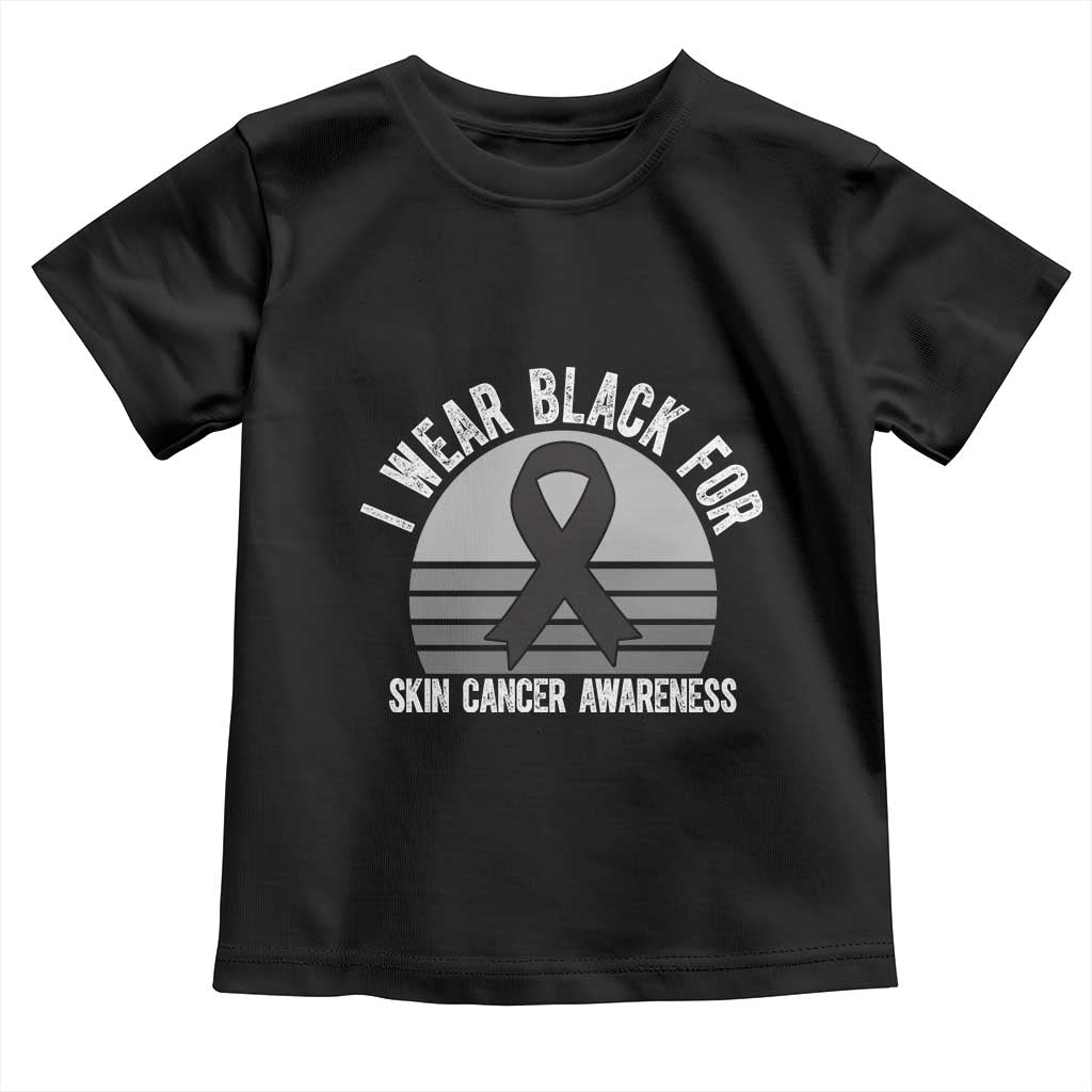 I Wear Black For Skin Cancer Awareness Toddler T Shirt Retro Vintage Sunset