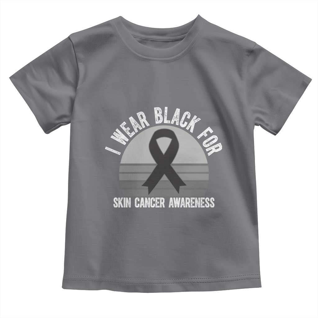 I Wear Black For Skin Cancer Awareness Toddler T Shirt Retro Vintage Sunset