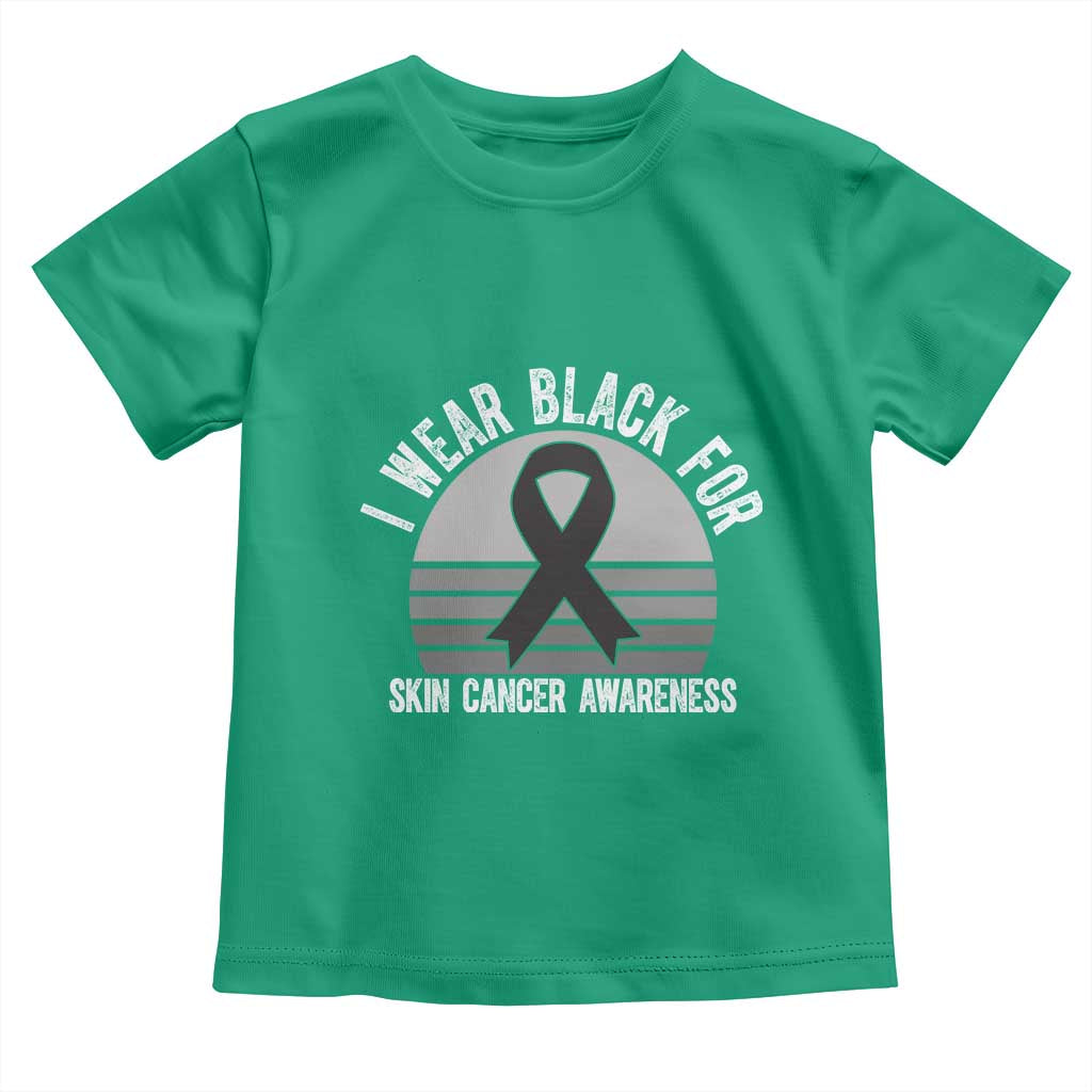 I Wear Black For Skin Cancer Awareness Toddler T Shirt Retro Vintage Sunset