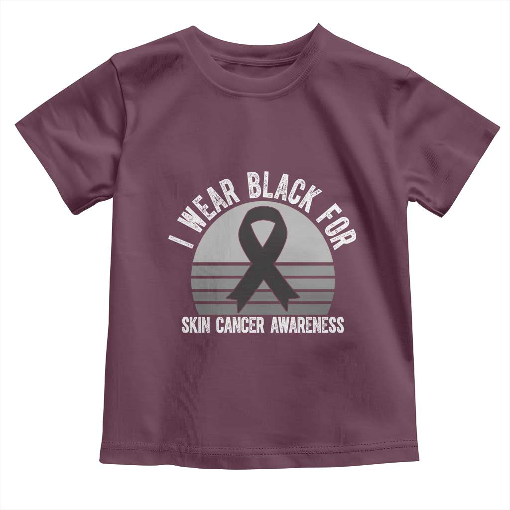 I Wear Black For Skin Cancer Awareness Toddler T Shirt Retro Vintage Sunset