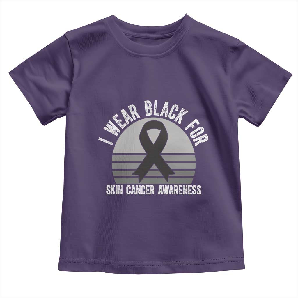 I Wear Black For Skin Cancer Awareness Toddler T Shirt Retro Vintage Sunset