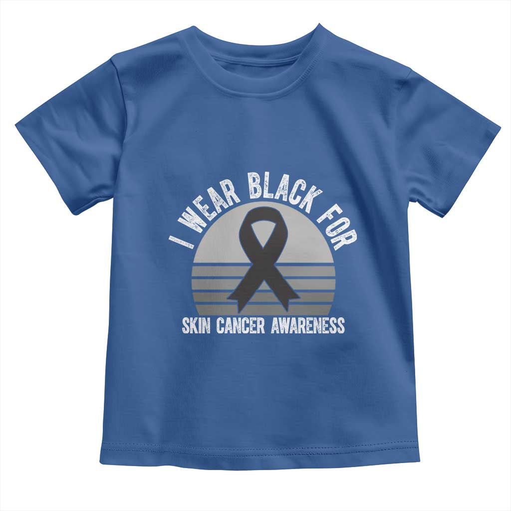 I Wear Black For Skin Cancer Awareness Toddler T Shirt Retro Vintage Sunset