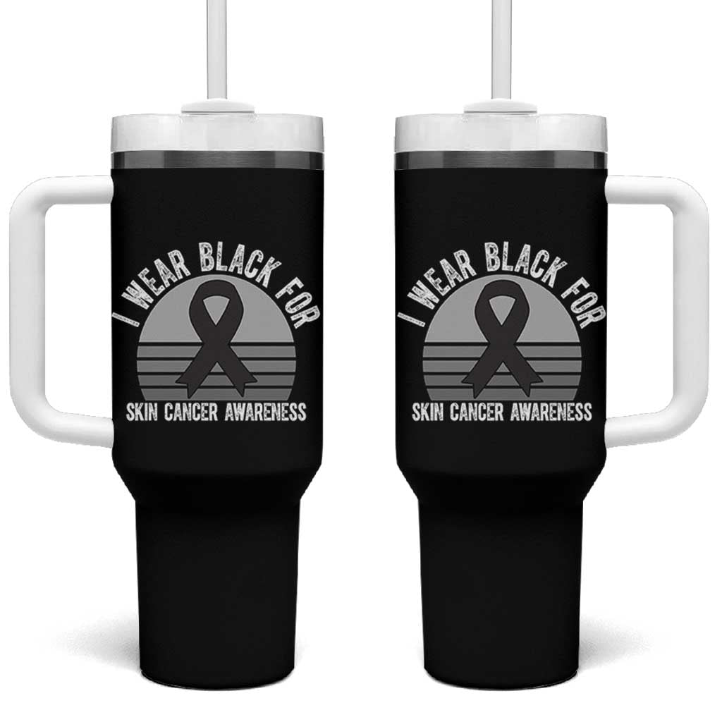 I Wear Black For Skin Cancer Awareness Tumbler With Handle Retro Vintage Sunset
