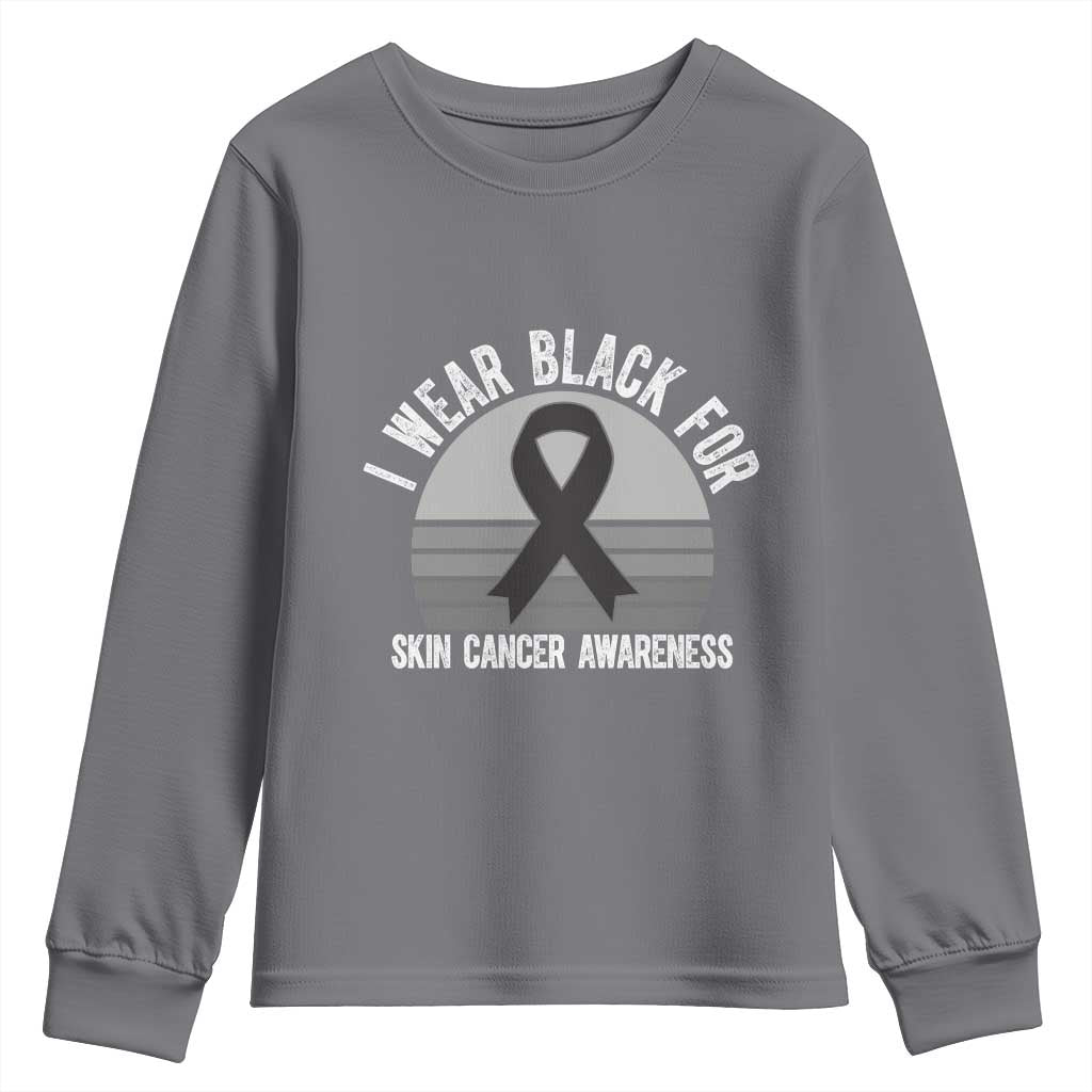 I Wear Black For Skin Cancer Awareness Youth Sweatshirt Retro Vintage Sunset