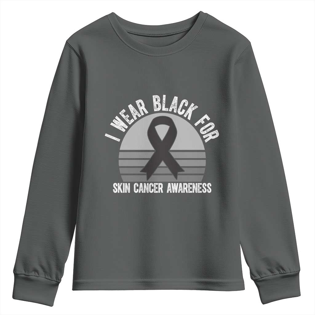 I Wear Black For Skin Cancer Awareness Youth Sweatshirt Retro Vintage Sunset