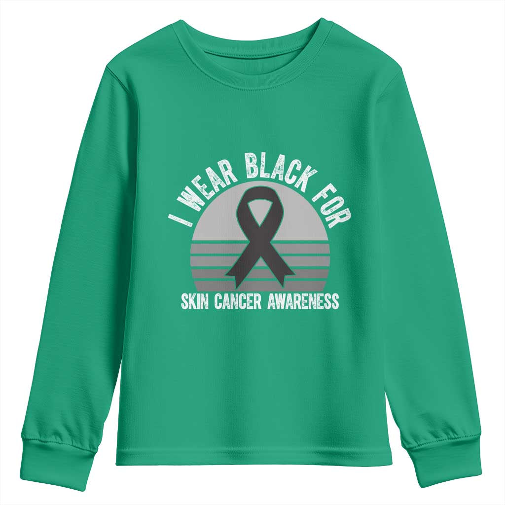 I Wear Black For Skin Cancer Awareness Youth Sweatshirt Retro Vintage Sunset