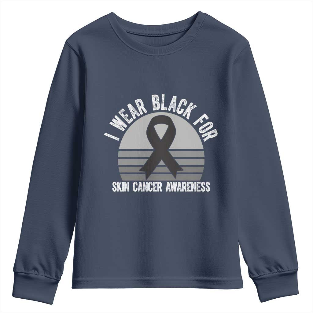 I Wear Black For Skin Cancer Awareness Youth Sweatshirt Retro Vintage Sunset