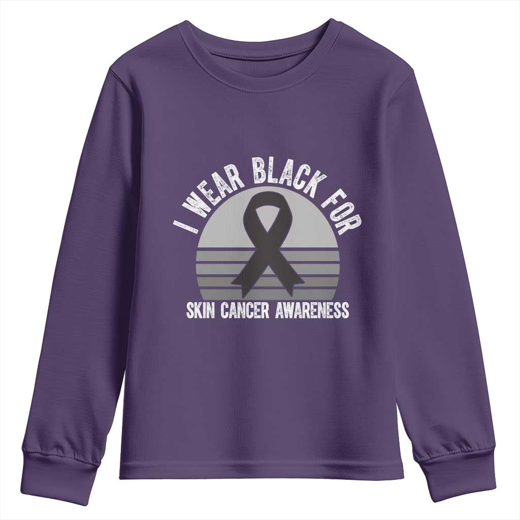 I Wear Black For Skin Cancer Awareness Youth Sweatshirt Retro Vintage Sunset