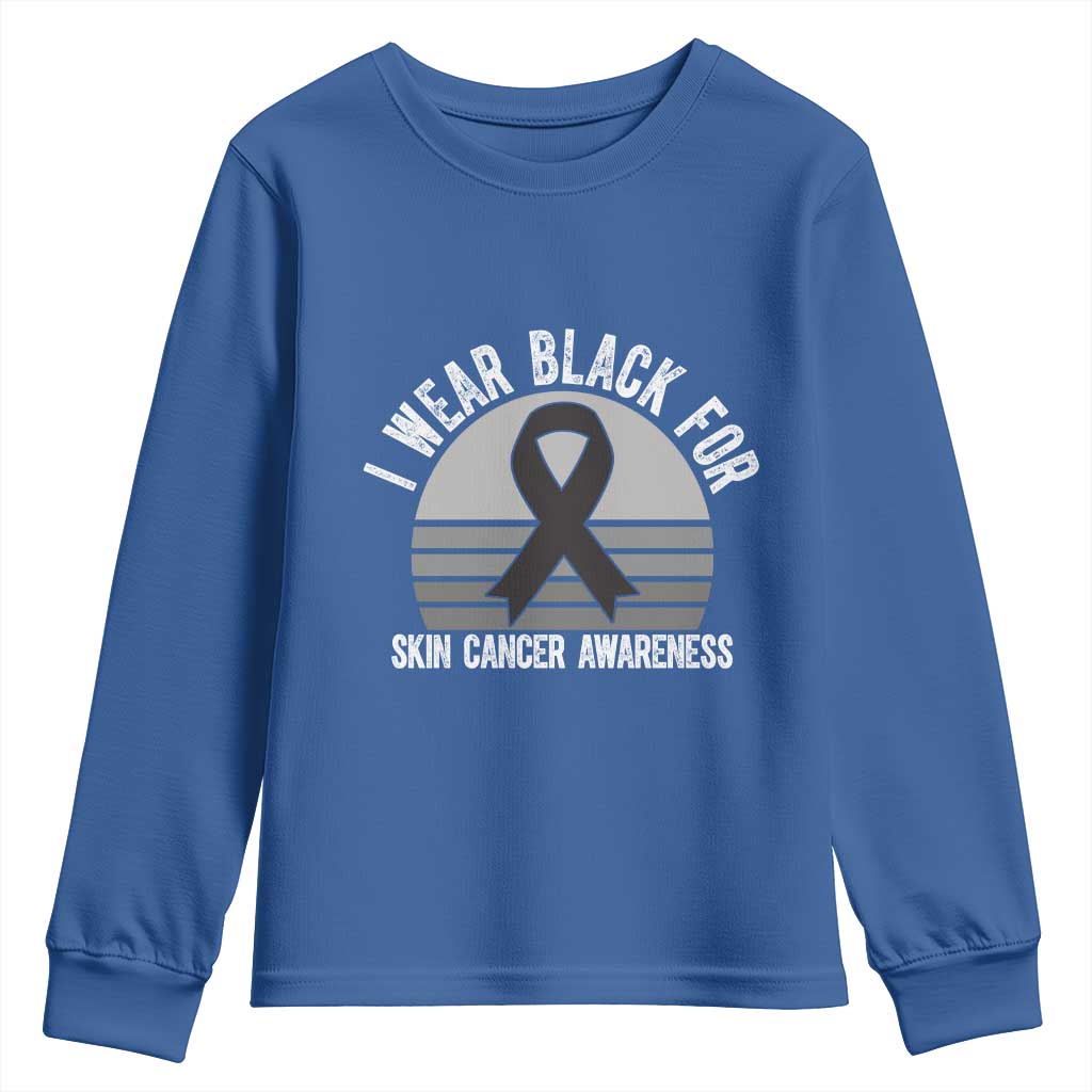 I Wear Black For Skin Cancer Awareness Youth Sweatshirt Retro Vintage Sunset