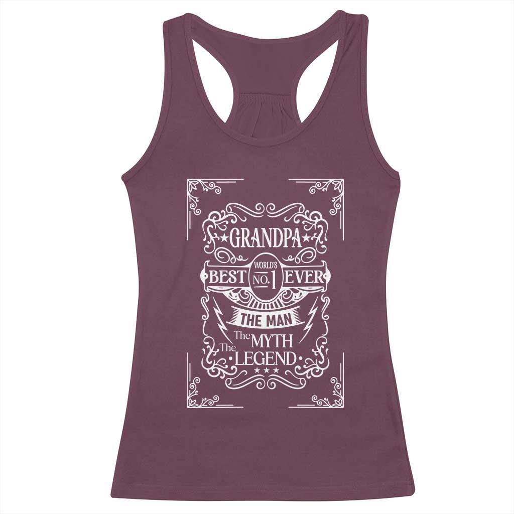 Vintage Fathers Day Gift For Grandpa Racerback Tank Top The Man The Myth The Legend