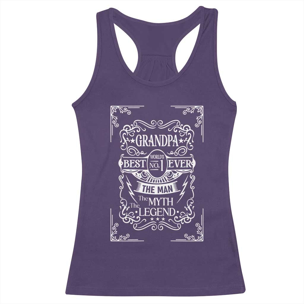 Vintage Fathers Day Gift For Grandpa Racerback Tank Top The Man The Myth The Legend