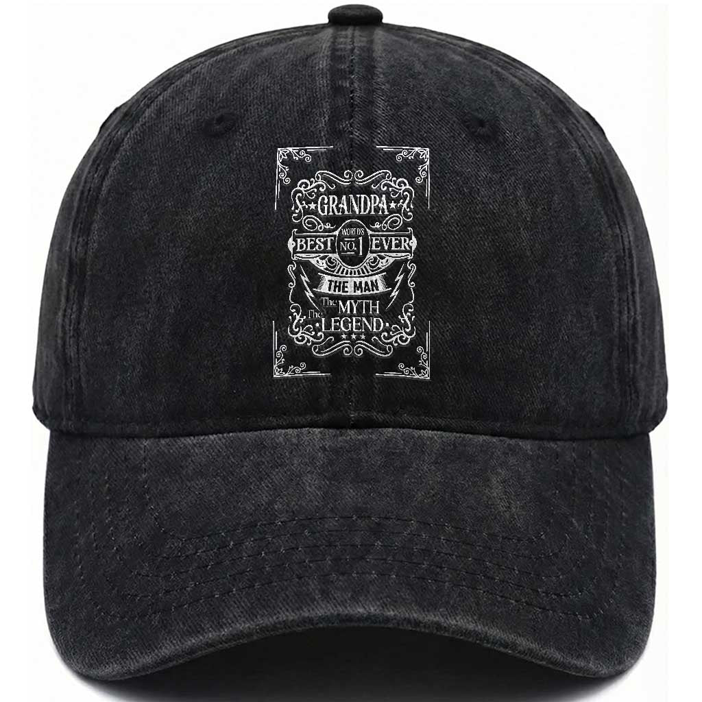 Vintage Fathers Day Gift For Grandpa Washed Cotton Baseball Cap The Man The Myth The Legend